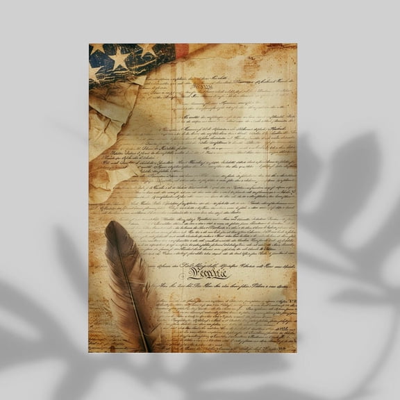 Declaration Of Independence USA Historic Wall Decor 250 Years Of America Style American Pride Unique Gift Modern Home Decor, Unframed Canvas