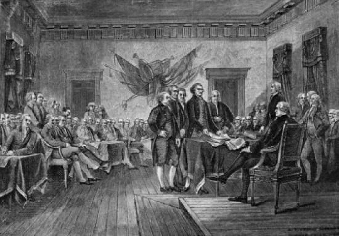 Declaration of Independence American History Etching Canvas Art - (18 x 24)