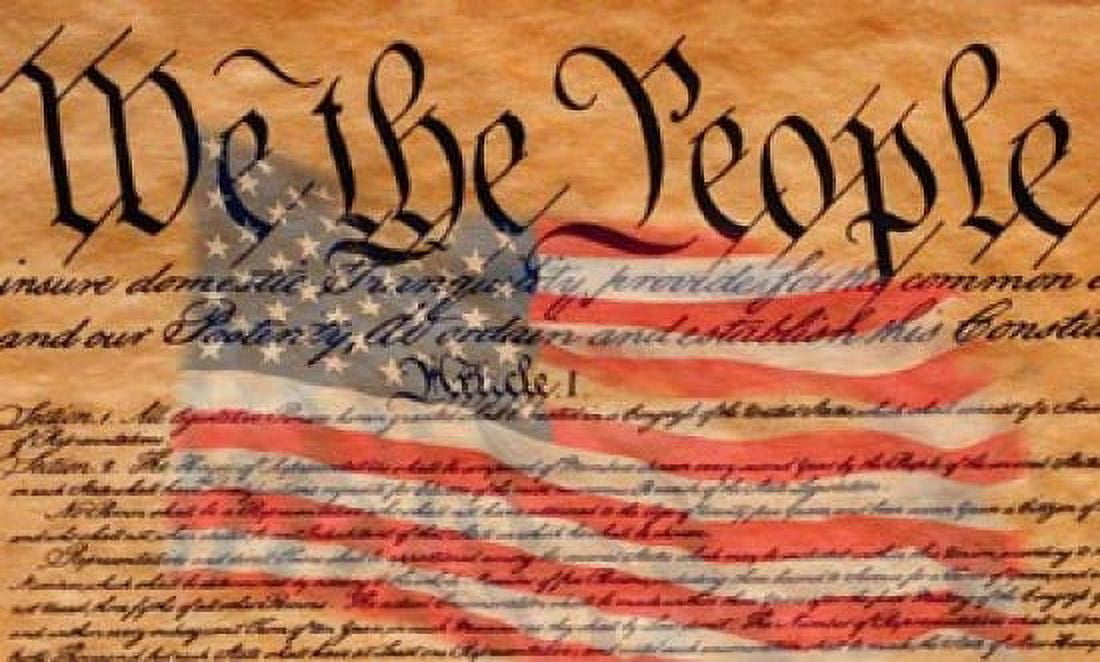 Declaration of Independence and US Flag Canvas Art - Panoramic Images (20 x 12)
