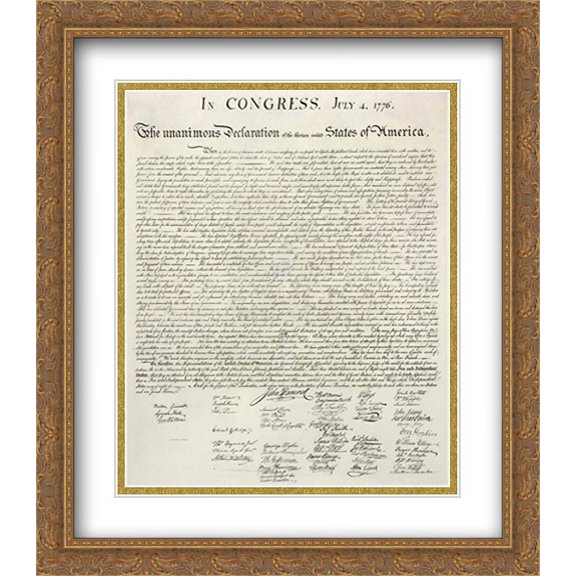 Declaration of Independence of the 13 United States of America of 1776 2x Matted 22x28 Large Gold Ornate Framed Art Print