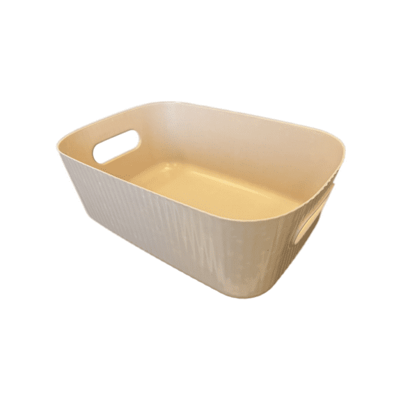 Declutter with Ease 6.5" x 9" Storage Organizing Box with Handle – Vibrant, Versatile, and Perfect for Home or Office to Keep Spaces Tidy and Stylish, Beige