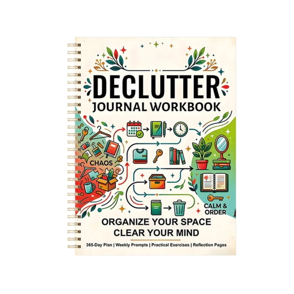 Declutter Journal Workbook 365 Day Organization Planner with Guided Prompts Practical Exercises Reflection Pages Spiral Bound