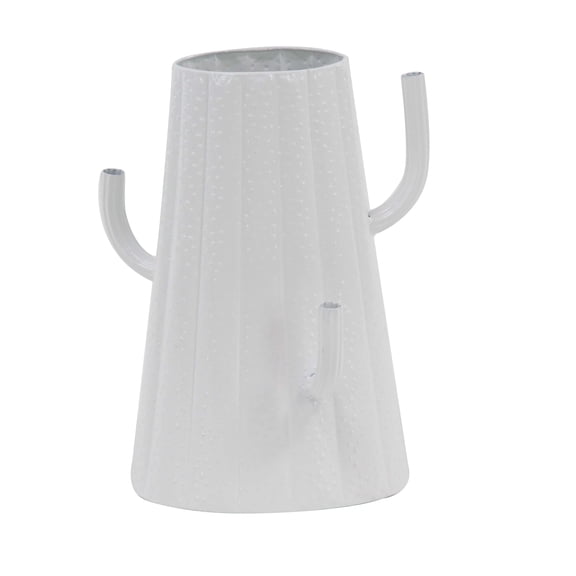 Decmode 14 X 6 Inch Modern Iron Cactus Vase, White