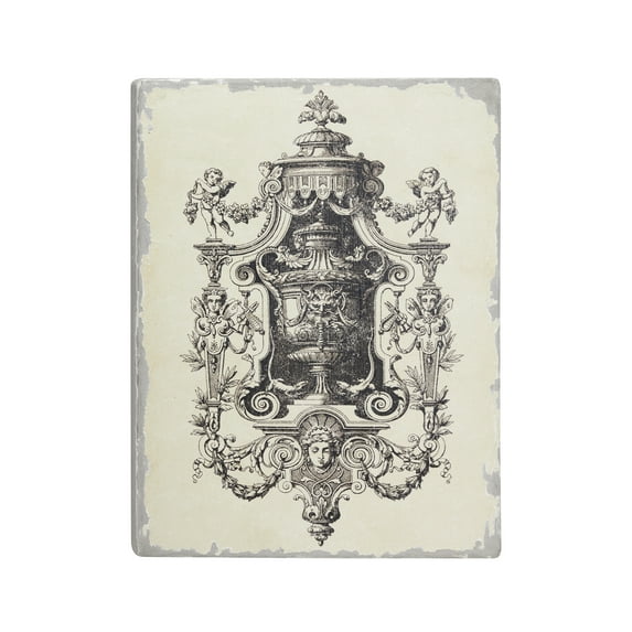 Decmode - 23.5” x 32” White Vintage Cherub Angel & Chandelier Wood Wall Decor