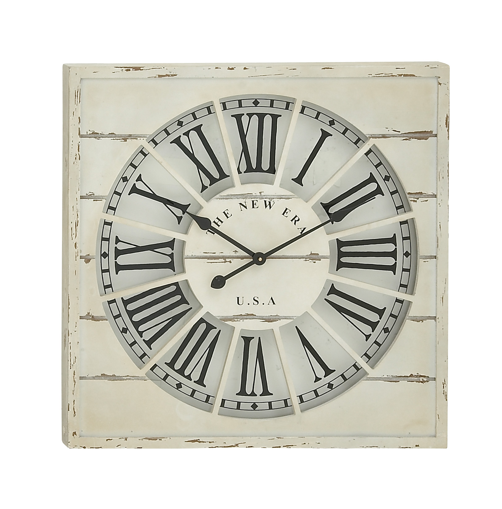 Decmode 27 X 27 Inch Farmhouse Slatted Wooden Wall Clock