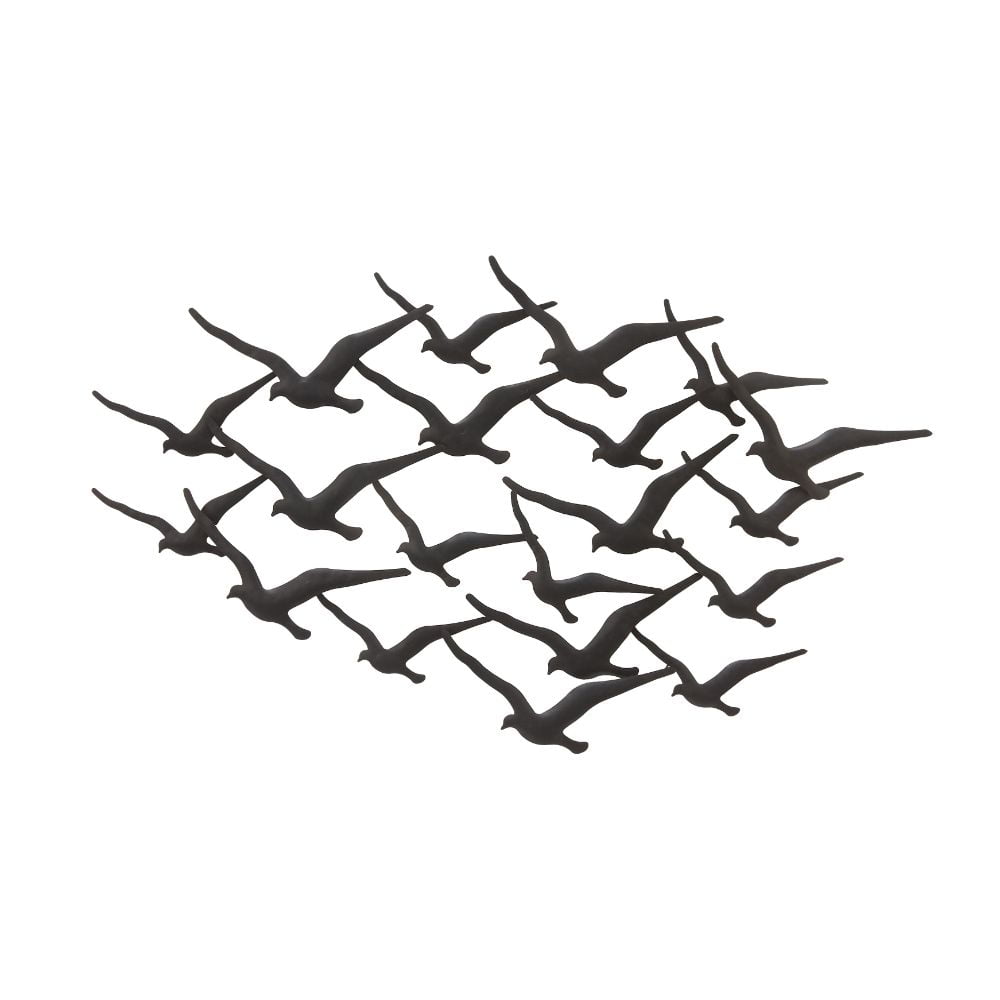 Decmode Coastal 27 X 48 Inch Black Iron Flock Of Birds Wall Decor