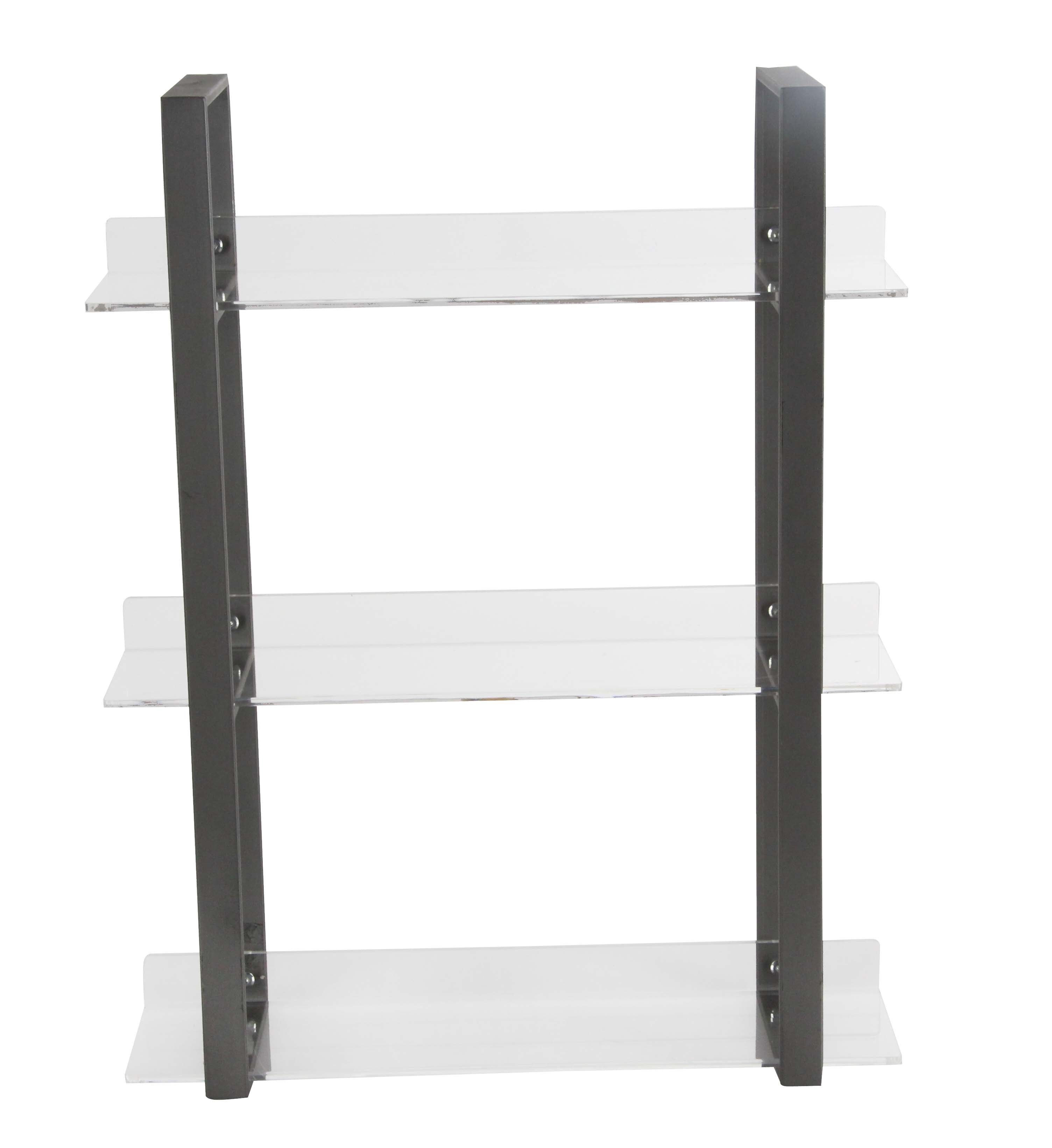 Decmode Contemporary 25 X 19 Inch Iron and Acrylic 3-Tiered Shelf, Clear