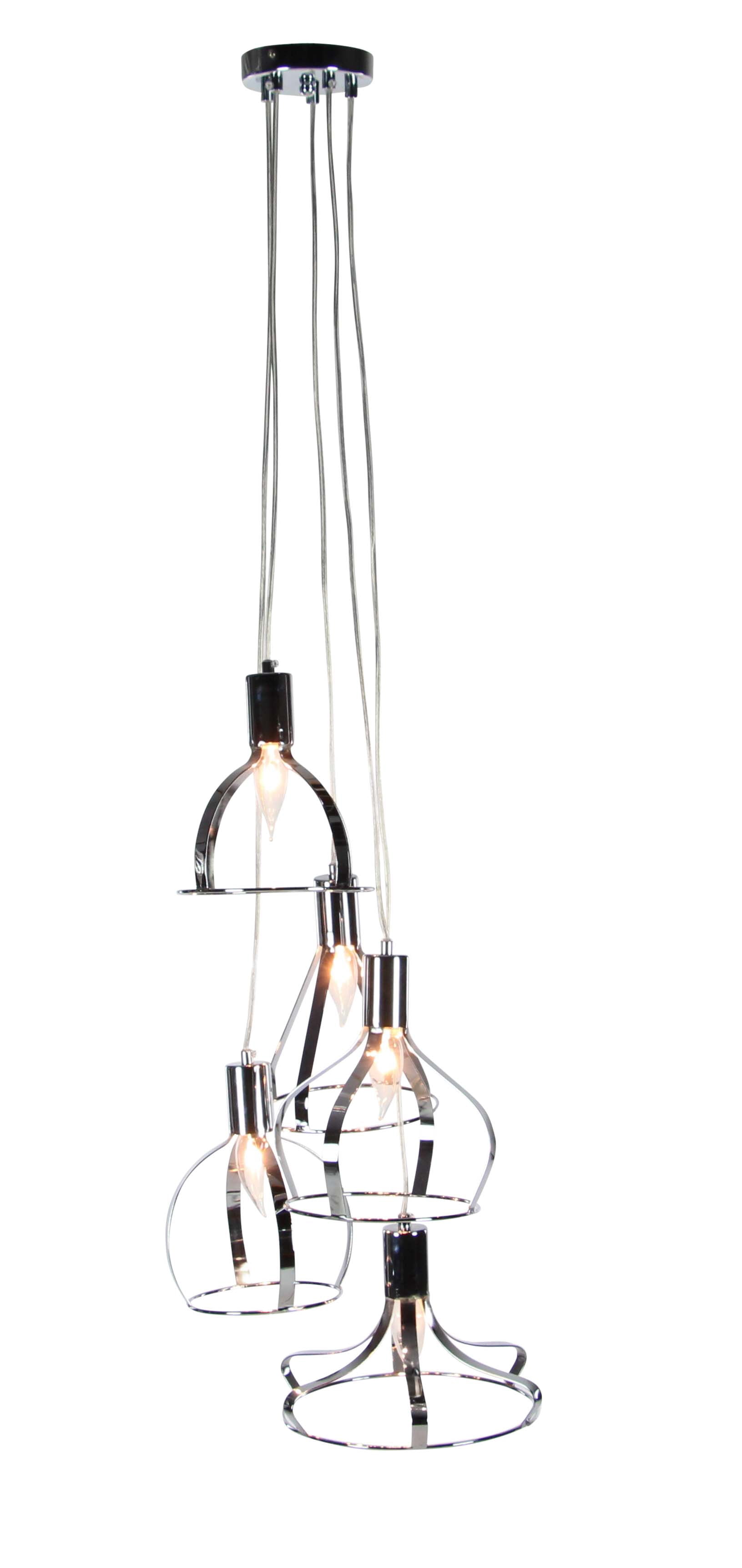 Decmode Contemporary 56 inch black iron bell-shaped five-light pendant lamp with bulb, Black