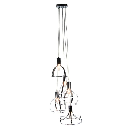 Decmode Contemporary 56 inch black iron bell-shaped five-light pendant lamp with bulb, Black
