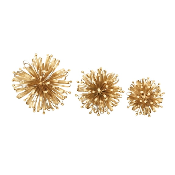 Decmode Contemporary 6, 8 And 10 Inch Loopy Puff Iron Ribbon Sculptures - Set of 3
