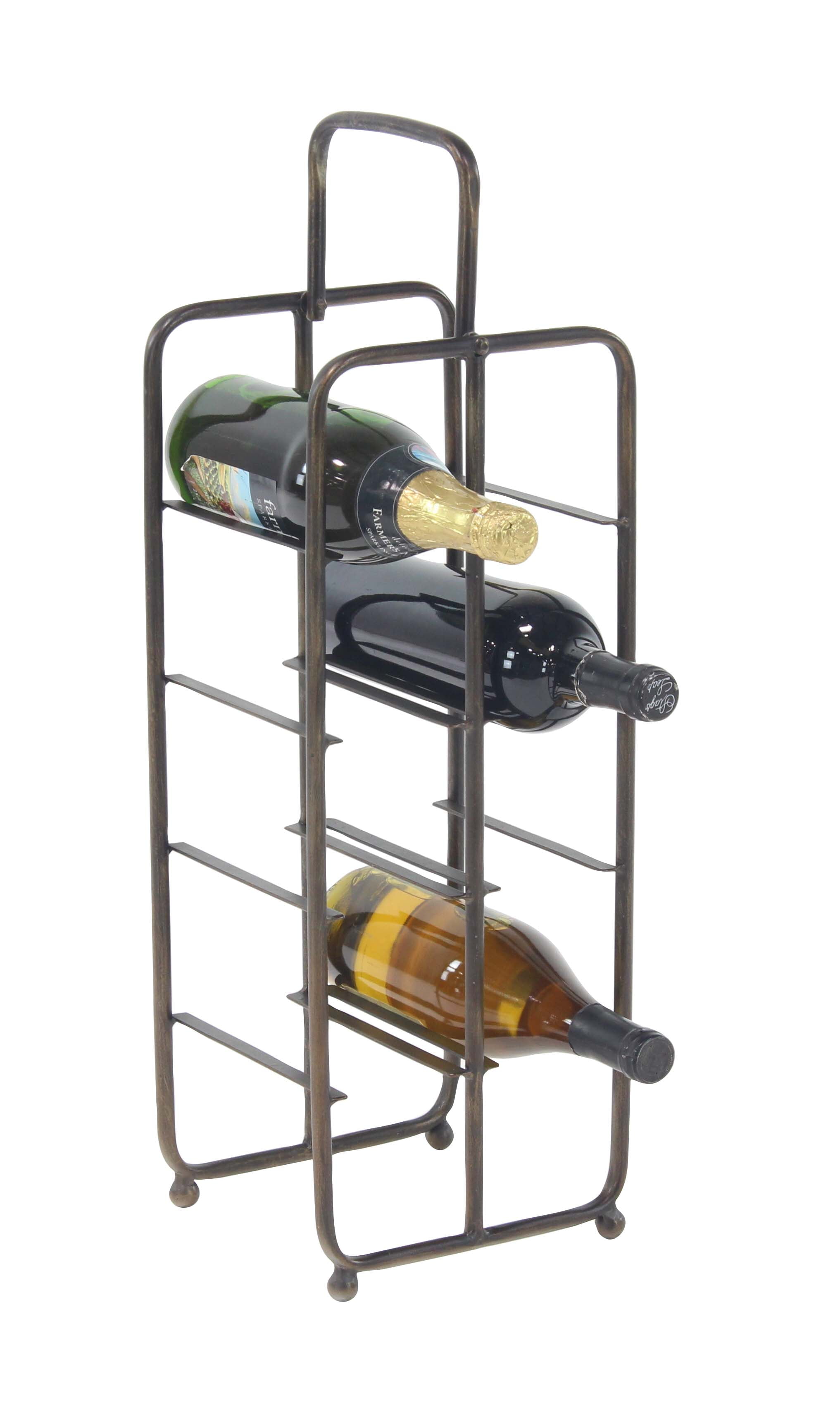 Decmode Contemporary 8Bottle Iron Wine Storage Rack, Brass