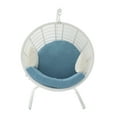 thumbnail image 1 of Decmode Eclectic 70 X 48 Inch Rattan Outdoor Pod Chair With Blue Cushion, White, 1 of 3