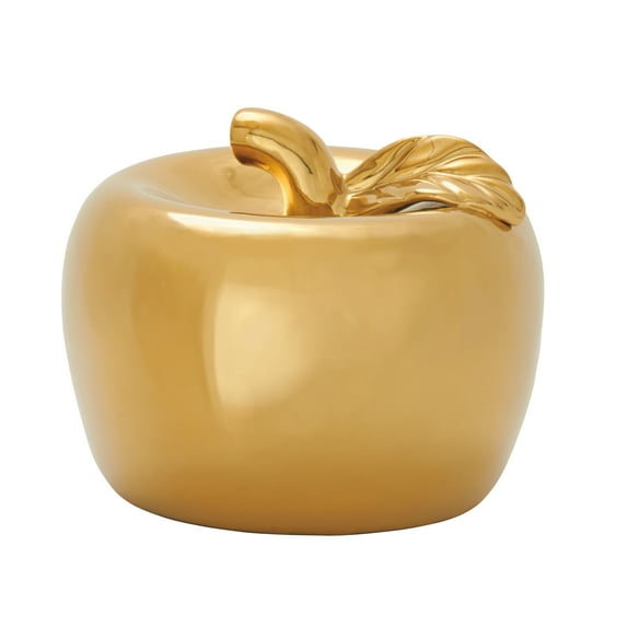 Decmode Glam 9 inch lacquered dolomite apple sculpture, Gold