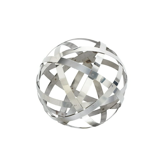 Decmode Industrial 8 Inch Silver Stainless Steel Ring Orb Sculpture