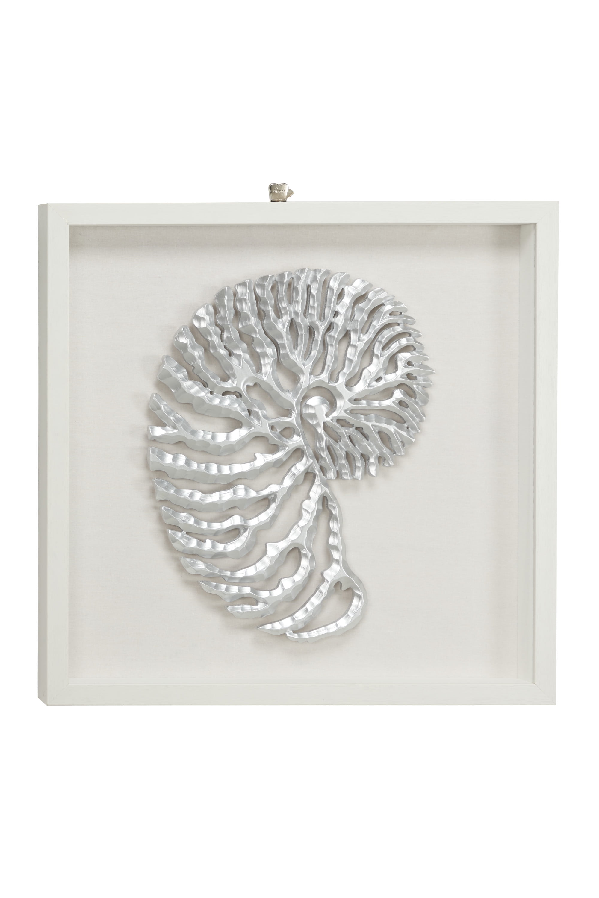 Decmode Large Coastal Metallic White Shell Shadow Box Wall Decor, 23.5