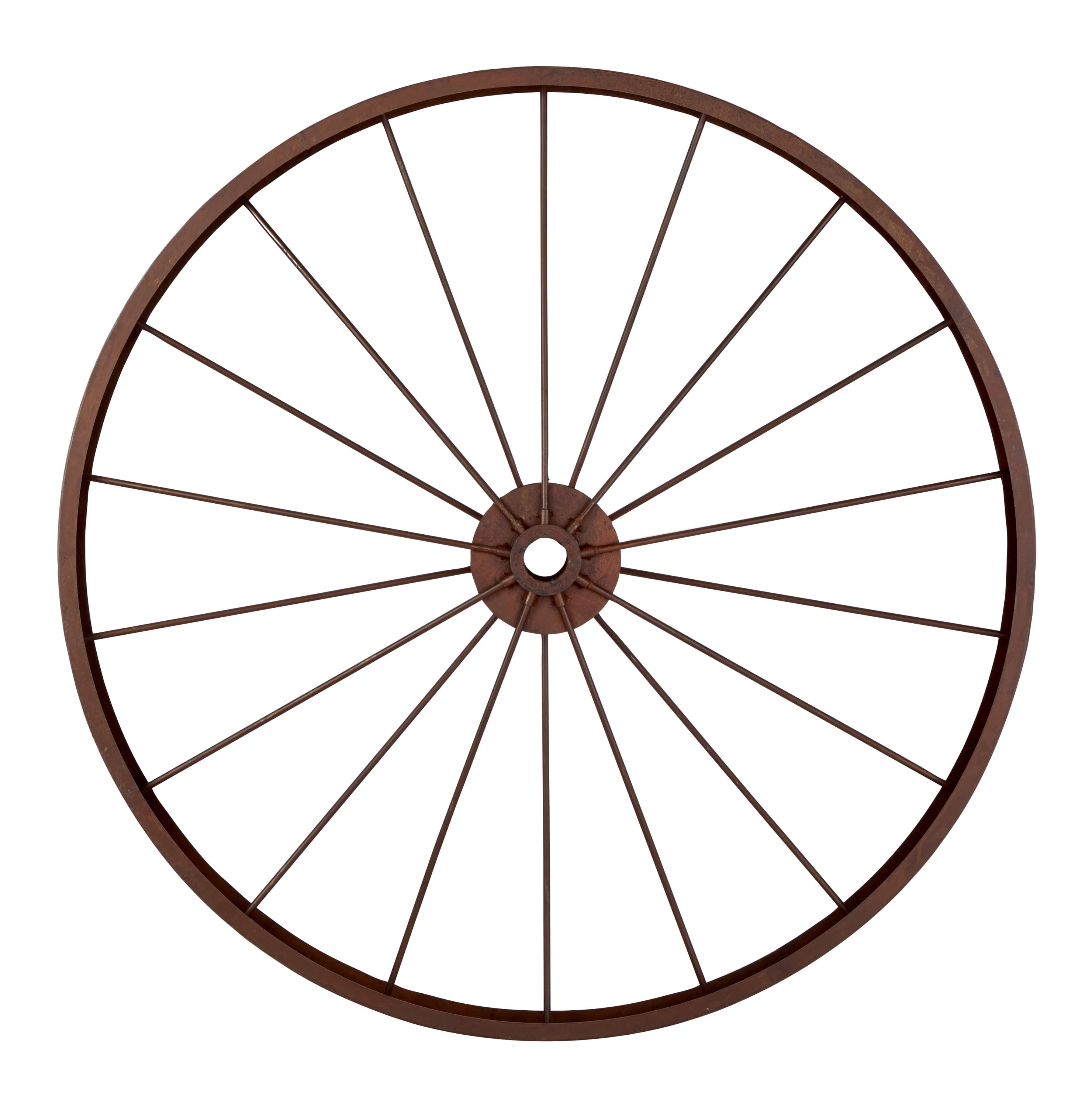 Large Rustic Red Metal Wagon Wheel Wall Decor, 46.5"