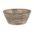 thumbnail image 1 of Decmode Large Round Decorative Hand-Carved Brown & White Wood Bowl w/ Tribal Design, 15.5” x 7”, 1 of 5