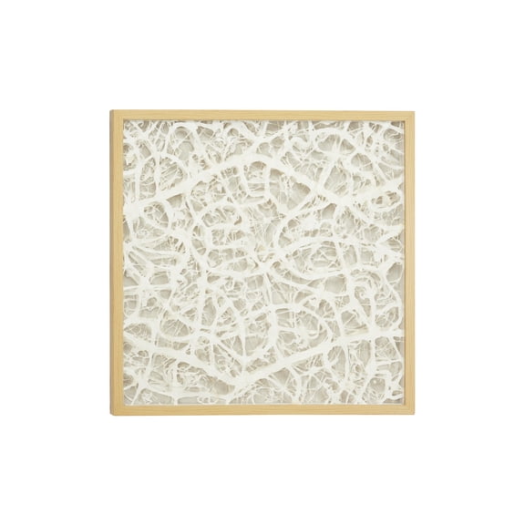 Decmode Large, Square, Modern Abstract Art White Paper Shadow Box Wall Decor, 23.5 x 23.5