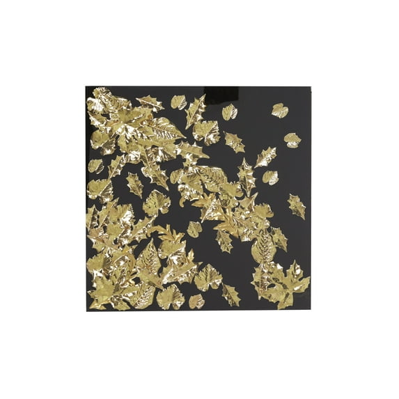 Decmode Large Square Modern Black and Metallic Gold Leaf Shadow Box Wall Decor, 23.5” x 23.5”