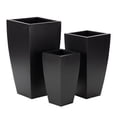 thumbnail image 1 of DecMode 20", 25", 30"H Dark Gray Metal Planter with Tapered Base (3 Count), 1 of 15
