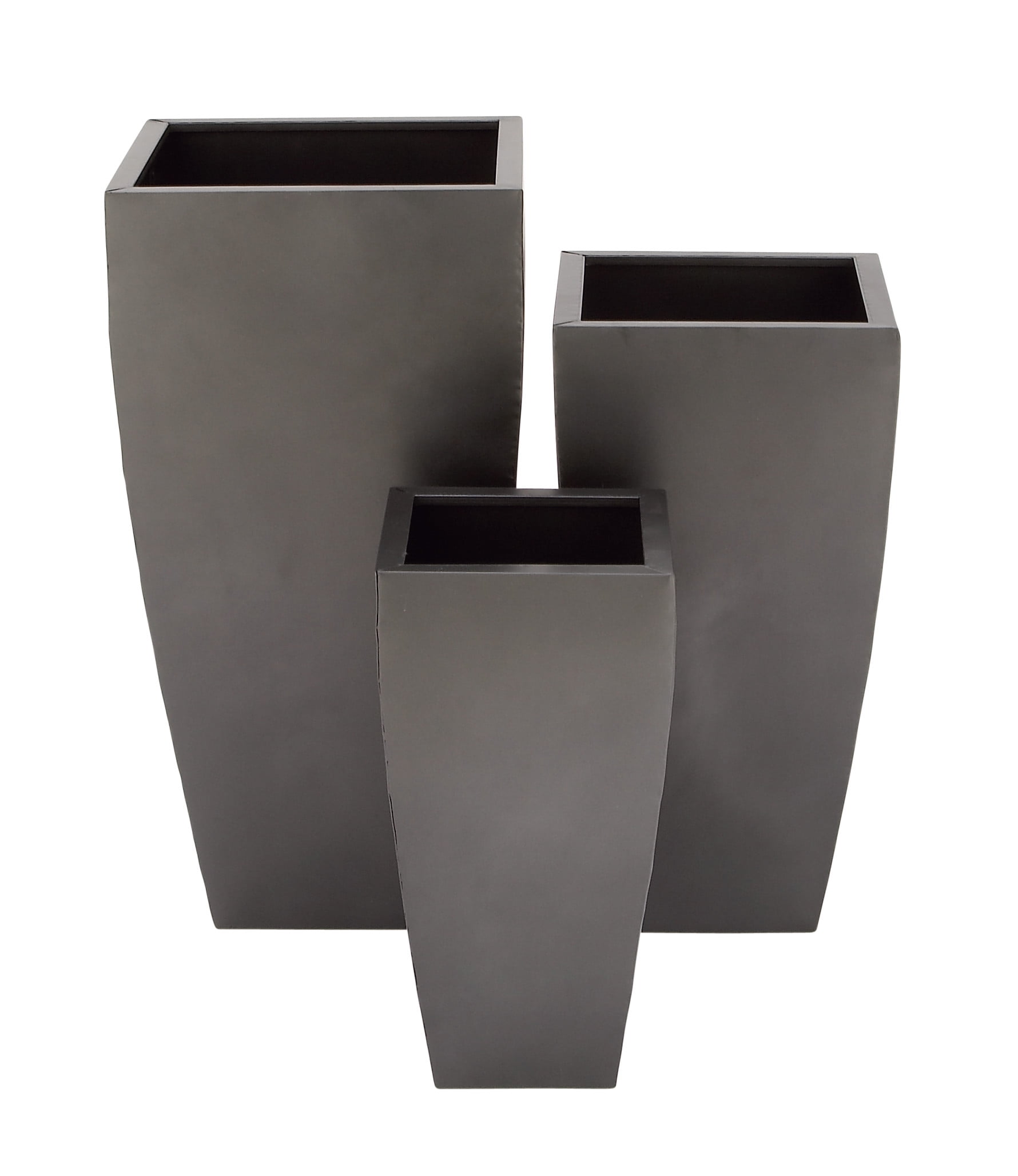 Set of 3 Dark Gray Metal Indoor/Outdoor Planters