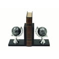 thumbnail image 1 of Decmode Pair of Traditional 7 Inch Silver Aluminum Globe On Black Pine Wood Bookends, Black, 1 of 4
