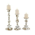 thumbnail image 1 of Decmode Rustic 10, 13, And 16 Inch Distressed White And Brown Metal Candle Holder - Set of 3, 1 of 4