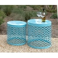 thumbnail image 1 of Decmode - Set of 2 Modern 17 and 20 Inch Turquoise Iron Accent Table, 1 of 6