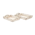 thumbnail image 1 of Decmode - Set of 2 Rectangular Wooden Jute Trays, 1 of 6