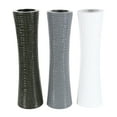 thumbnail image 1 of Decmode Set of 3 contemporary 23 inch embossed hourglass-shaped ceramic vases, Black, Gray, White, 1 of 9