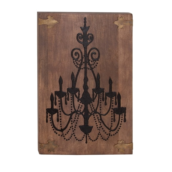 Decmode Traditional 36 X 24 Inch Chandelier Wooden Wall Art