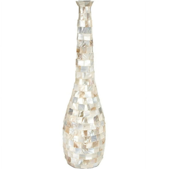 Decmode-ceramic Capiz Inlay Vase -shell