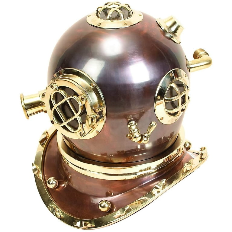 Deco 79 Brass Diving Helmet, 17 by 16-Inch 