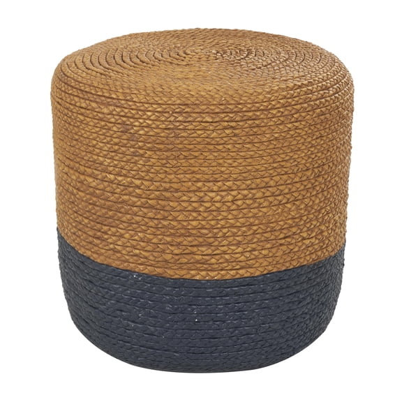 Deco 79 Magnesium Oxide Two-Toned Garden Stool w/Black Base & Woven Design