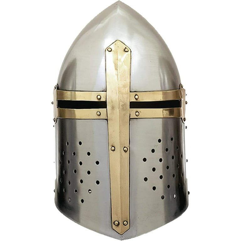 Deco 79 Metal Medieval Knight Crusader Helmet, 9 x 9 x 13, Silver 