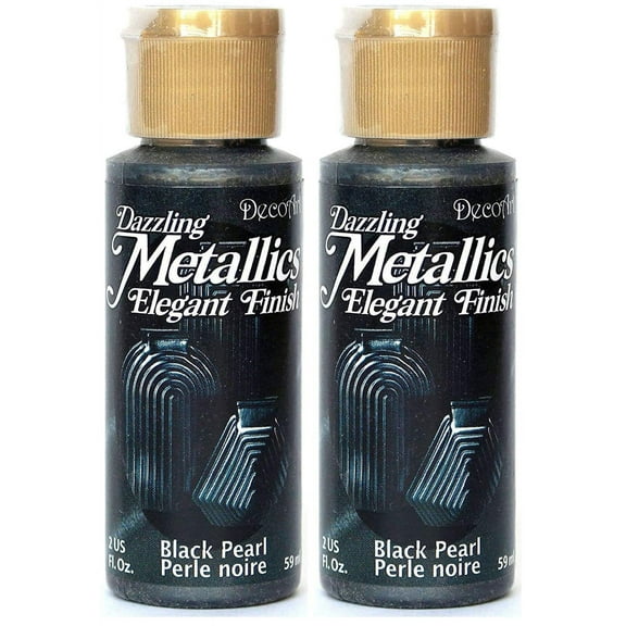 Deco Art 2-Pack Dazzling Metallics 2oz Acrylic Paint, Black Pearl