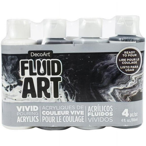 DecoArt FluidArt Paint Pouring Value Pack 4/Pkg-Neutral