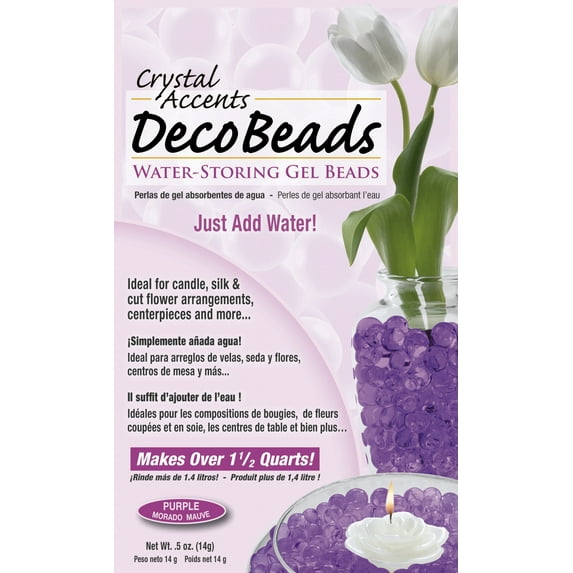 Deco Beads (Purple) 1/2 Ounce Pack Makes 6 Cups of Decorative Beads Gel Vase Filler