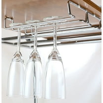 Deco Brothers Chrome Steel Single Rail Rust Free Under Counter Wine Glass Stemware Holder, Set of 2