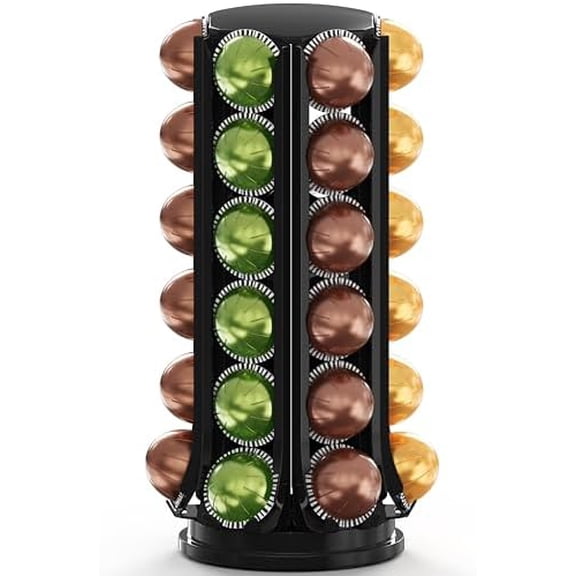 Deco Brothers VertuoLine Pod Holder, 360 Turntable Rotating Pod Carousel Organizer for Nespresso Vertuo Pods, Black$$Home Decor, Kitchen, & Other