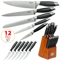 Leking 15-Piece Block Knife Set with Wooden Block, Premium High Carbon  Stainless Steel Chef Knife Set with Pakka Wooden Handle, Kitchen Knife Sets