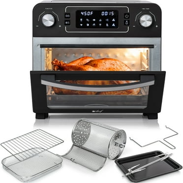 Deco Chef 24 QT Black Countertop Toaster Oven with built-in Air Fryer and included Accessories