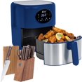 thumbnail image 1 of Deco Chef 3.7QT Digital Air Fryer with 6 Cooking Presets, Dishwasher Safe Basket, Blue with Deco Chef 16 Piece Kitchen Knife Set with Shears, Block, and Cutting Board, 1 of 11