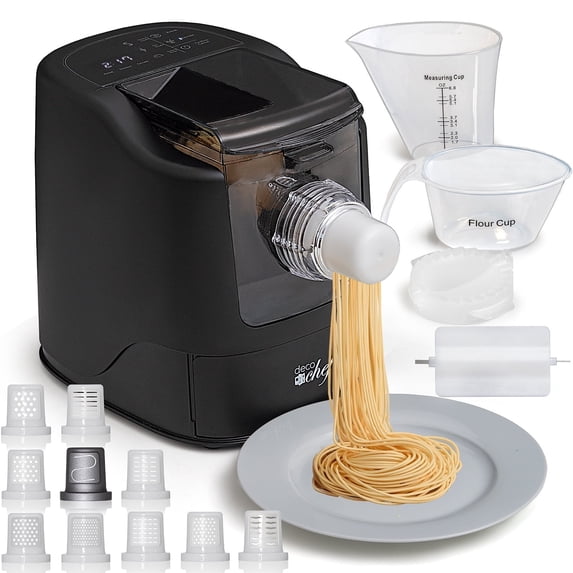 Deco Chef Automatic Pasta Maker, Mixes, Kneads and Extrudes in 10 Minutes, 13 Interchangeable Pasta Disc Types with Built-in Storage Drawer, Dishwasher Safe Parts