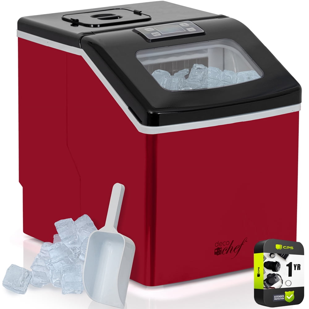 Red and Black Portable Electric Countertop Ice Maker, 40 lb Capacity