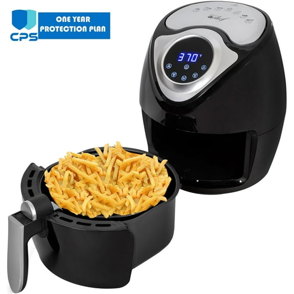 Deco Chef DAIRFR 3.7QT Electric Oil-Free Digital Air Fryer for Healthy Frying Bundle with 1 Year Extended Protection Plan