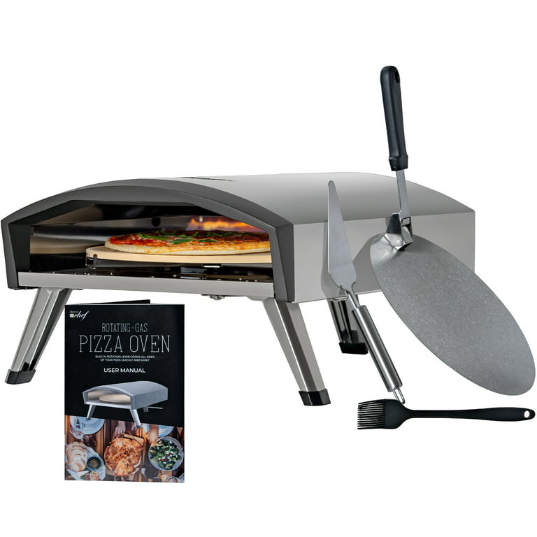 Deco Chef Outdoor Gas Pizza Oven, Portable Collapsable Design, Hassle-Free  Self-Rotating Baking Stone, Accessories, Stainless Steel 