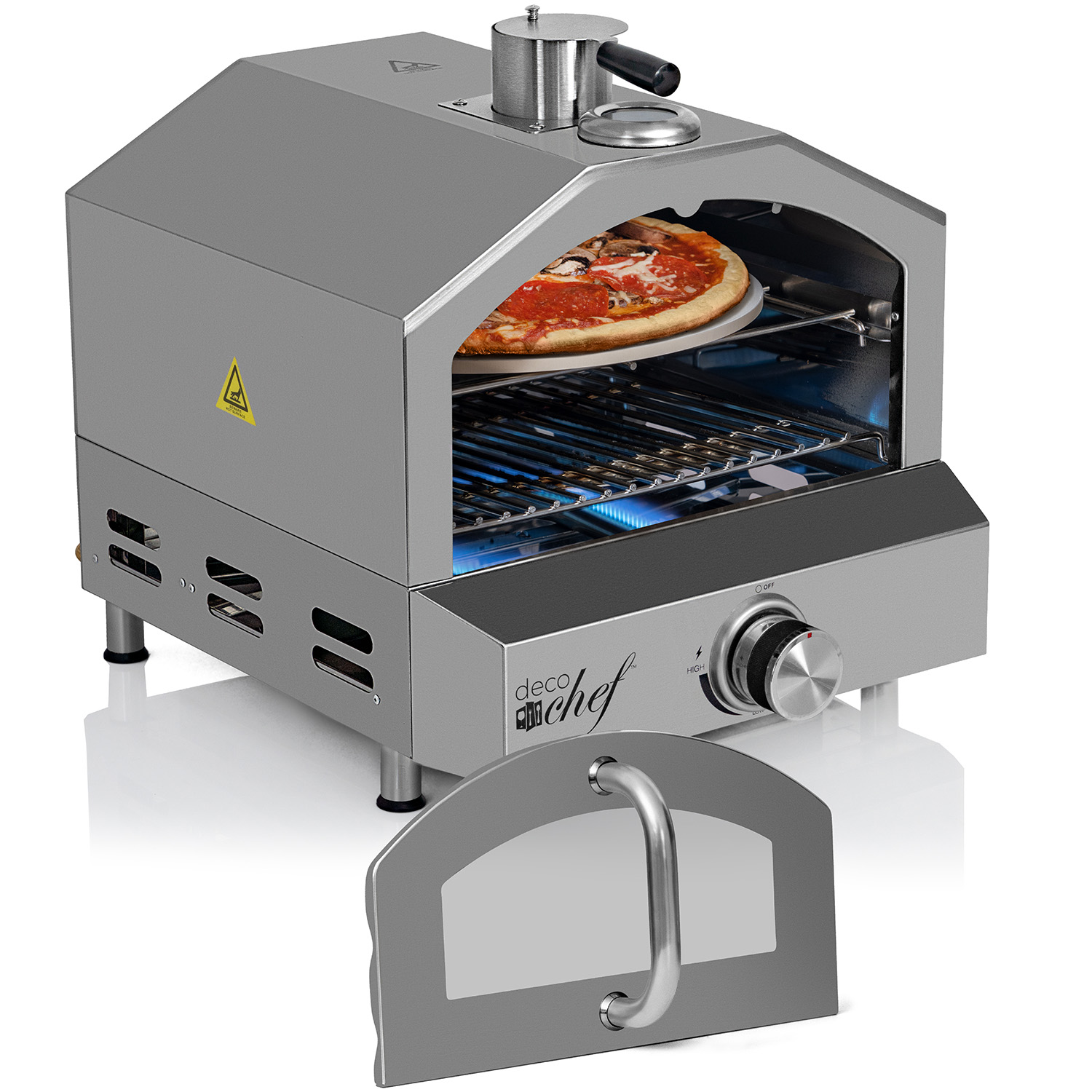 Deco Chef Portable Outdoor Pizza Oven and Grill with Propane Gas CSA Approved Regulator and Hose, Includes Pizza Peel, Stone, Easy Temperature Dial, Built-In Thermometer, and Grill Rack - image 1 of 11