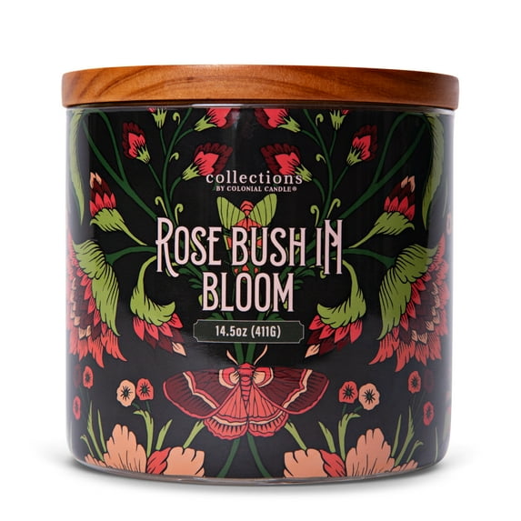 Deco Collection by Colonial Candle, Rose Bush in Bloom Scented Jar Candle, 3-Wick Scented Jar Candle with Floral Fragrance and Premium Lead-Free Cotton Wick, 14.5 oz - Up To 60 Hours Burn