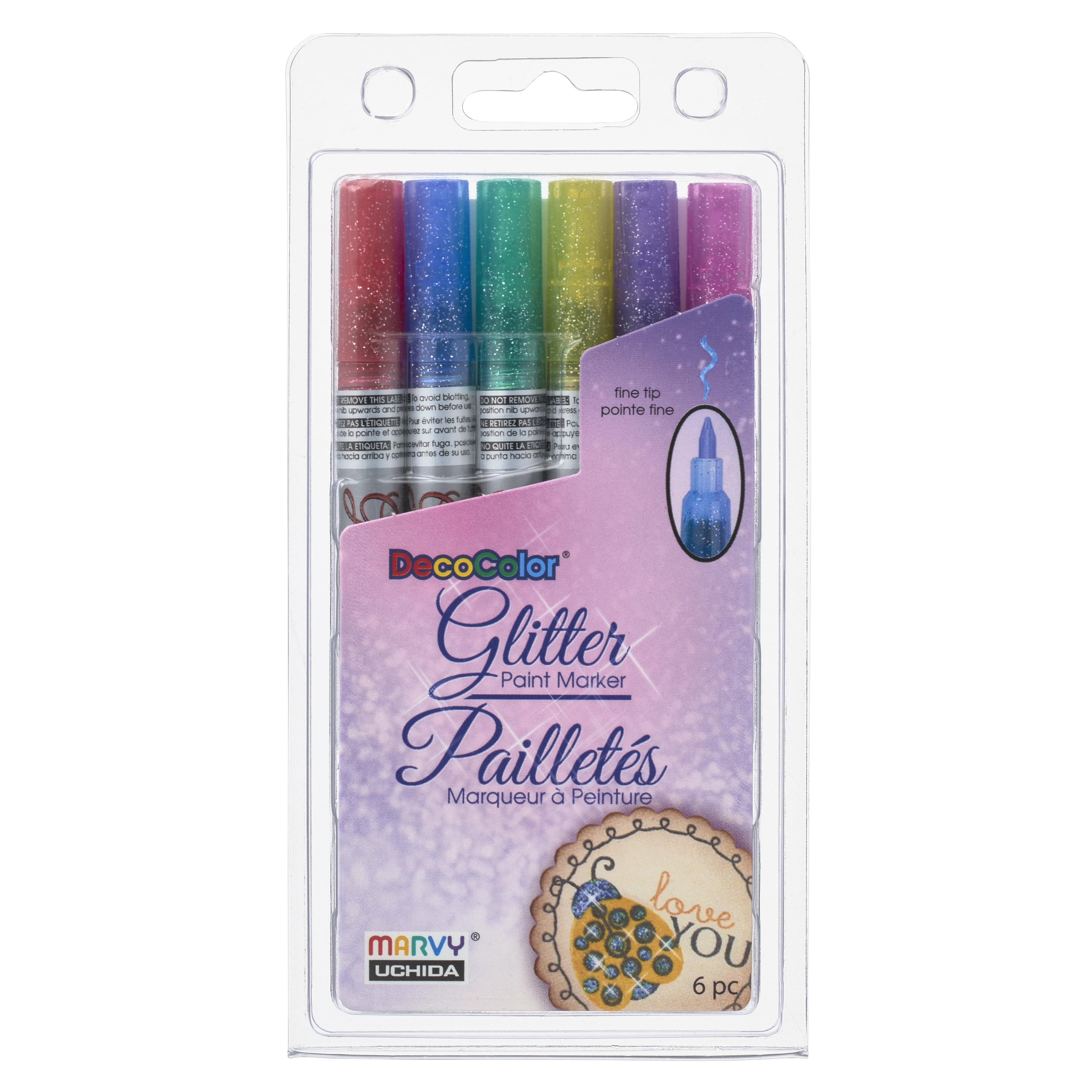 Marvy Uchida® DecoColor® Paint Markers, Glitter Colors, Set of 6